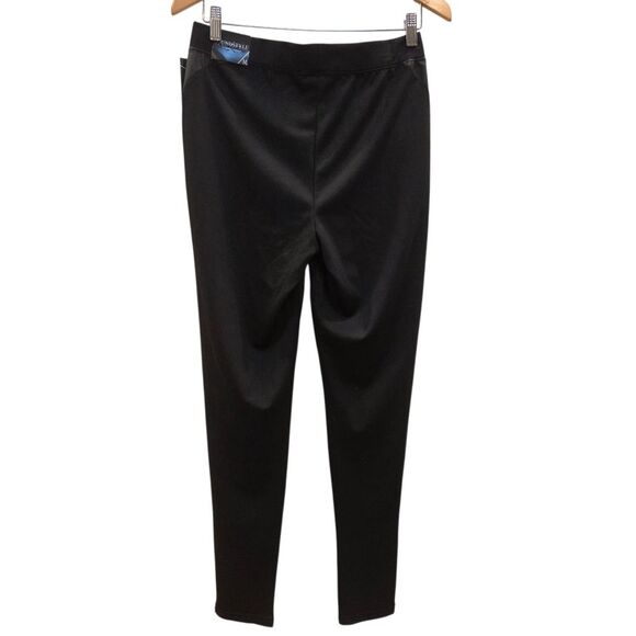 NWT Soundstyle Faux Leather Front Knit Back Women's Black Legging Pants M - Picture 6 of 9